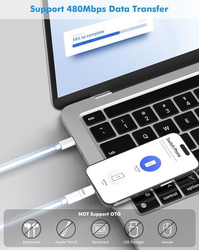 Moko Lightning Female to USB C Male Adapter ، 2 Pack USB-C إلى محول البرق لسلسلة/حالة iPhone لحالة الجيل العاشر الجديد iPad 2022 in Kuwait