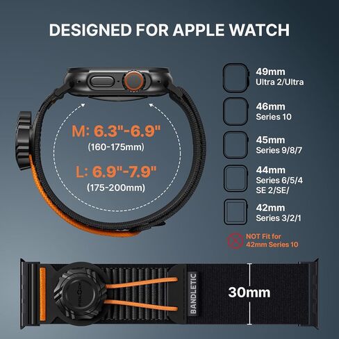 متوافق مع Apple Watch Ultra Band للرجال ، حزامًا واسعًا ناعمًا مع Fidlock Magnetic Winch Buckle لـ IWatch 49mm (Ultra2) ، 46 مم (سلسلة 10) ، 45 ملم (9/8/7) ، 44 ملم (SE2/SE/6/5) ، 42 مم (3/2/1) in Kuwait