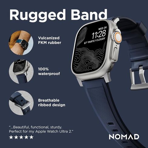 NOMAD Rugged Band for Apple Watch - 45/49mm Atlantic Blue, Rugged in Saudi Arabia
