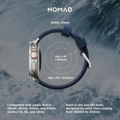 NOMAD Rugged Band for Apple Watch - 45/49mm Atlantic Blue, Rugged in Saudi Arabia