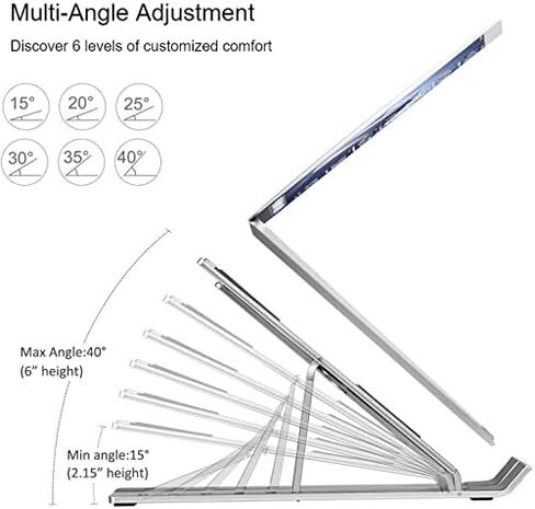 Adjustable Aluminum Laptop Stand - Black in Saudi Arabia