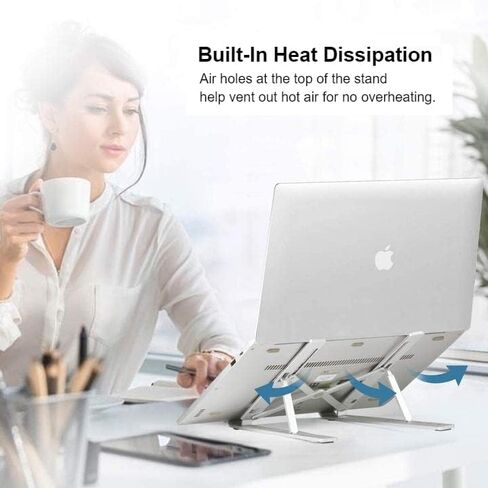 Adjustable Aluminum Laptop Stand - Black in Saudi Arabia