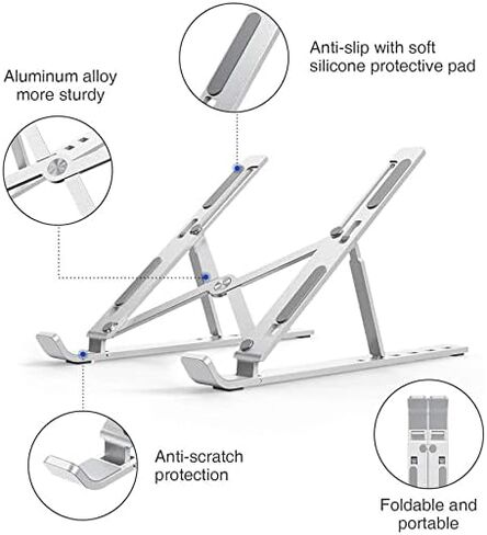 Adjustable Aluminum Laptop Stand - Black in Saudi Arabia