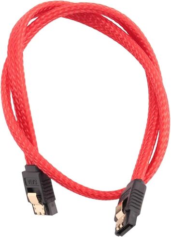 50cm SATA 3.0 III SATA3 7PIN DATA CABLE 6GB/S SSD Cables HDD HARD DISK COLL مع إصدار قسط من الأكمام من النايلون (أحمر) in Saudi Arabia