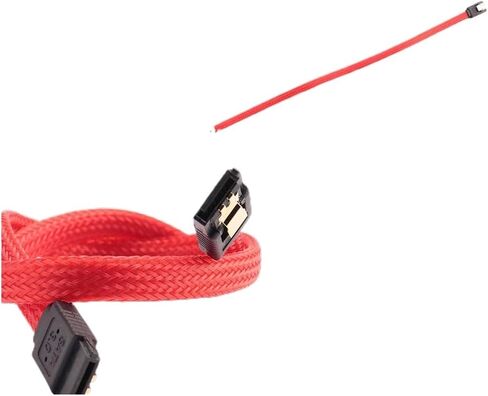 50cm SATA 3.0 III SATA3 7PIN DATA CABLE 6GB/S SSD Cables HDD HARD DISK COLL مع إصدار قسط من الأكمام من النايلون (أحمر) in Saudi Arabia