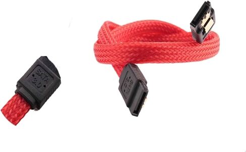 50cm SATA 3.0 III SATA3 7PIN DATA CABLE 6GB/S SSD Cables HDD HARD DISK COLL مع إصدار قسط من الأكمام من النايلون (أحمر) in Saudi Arabia