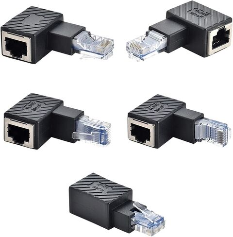 1PCS RJ45 ذكر إلى محول الإناث 90 درجة محول تمديد CAT5 CAT6 LAN Ethernet Network Coll Consector Extender (E) in Saudi Arabia