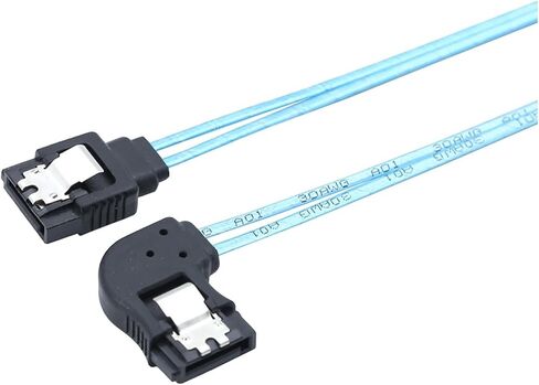 30cm SATA Data Cable Left Degree Serial ATA III 12 Gbps 7pin Female to Female Flat Data Cord with Locking Latch for in Saudi Arabia