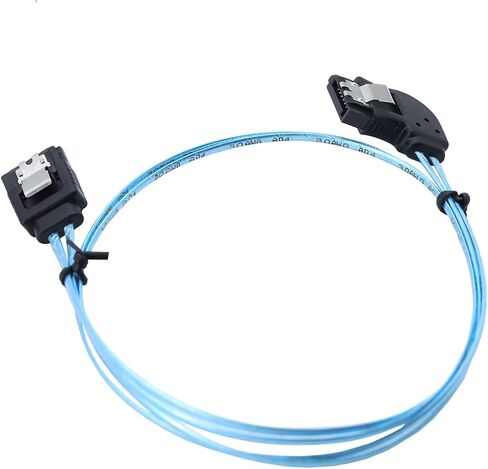 30cm SATA Data Cable Left Degree Serial ATA III 12 Gbps 7pin Female to Female Flat Data Cord with Locking Latch for in Saudi Arabia