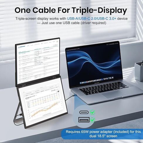18.5 '' شاشة محمولة مزدوجة ، FHD 1080P 100Hz USB-C HDMI طي خارجي مكدح ثلاثي مكدسة مكبرات مكبرات صوت ، لشاشة Windows MAC المحمولة المحمولة in Saudi Arabia