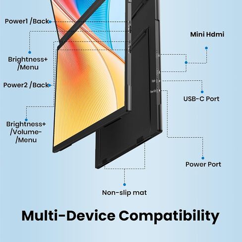 18.5 '' شاشة محمولة مزدوجة ، FHD 1080P 100Hz USB-C HDMI طي خارجي مكدح ثلاثي مكدسة مكبرات مكبرات صوت ، لشاشة Windows MAC المحمولة المحمولة in Saudi Arabia