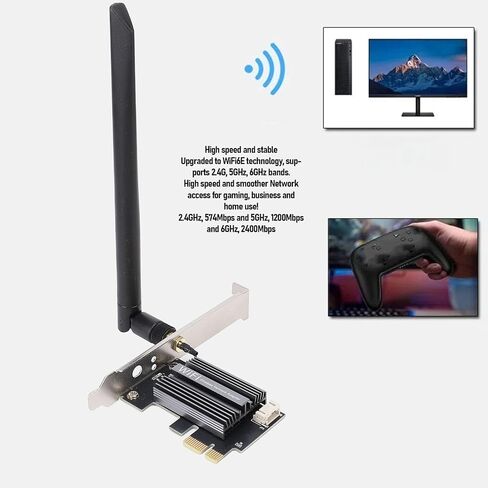 VBESTLIFE PCIe WiFi Card, WiFi 6E, 2.4/5/6Ghz Tri Band Wireless Network Card, Bluetooth 5.2, High Gain Antenna, Supports for Wins 10/11, for Linux (8DB Antenna) in Kuwait