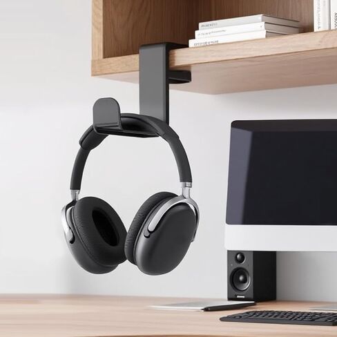 Headphone Hook，Under Desk Headphone Holder，PC Gaming Headset Holder，With 360 Degree Swivel & Cable Clip Organizer (black) in Saudi Arabia