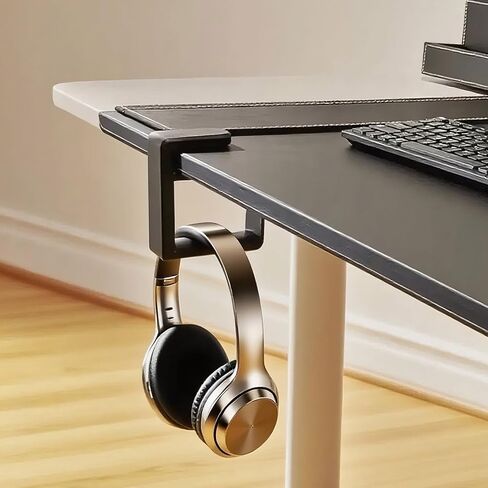 Headphone Hook，Under Desk Headphone Holder，PC Gaming Headset Holder，With 360 Degree Swivel & Cable Clip Organizer (black) in Saudi Arabia