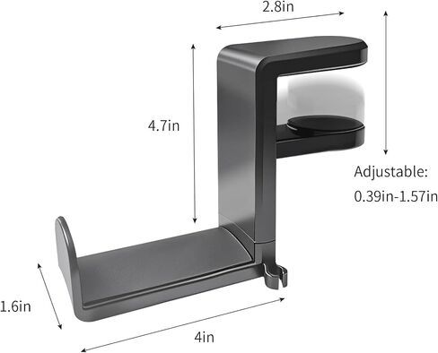 Headphone Hook，Under Desk Headphone Holder，PC Gaming Headset Holder，With 360 Degree Swivel & Cable Clip Organizer (black) in Saudi Arabia