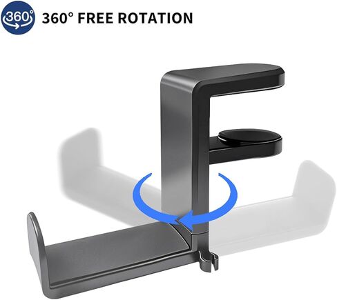 Headphone Hook，Under Desk Headphone Holder，PC Gaming Headset Holder，With 360 Degree Swivel & Cable Clip Organizer (black) in Saudi Arabia