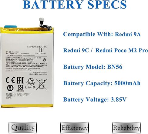 New Upgraded BN56 Replacement Battery Compatible with Redmi 9A / Redmi 9C / Poco M2 Pro with Repair Toolkit in Saudi Arabia