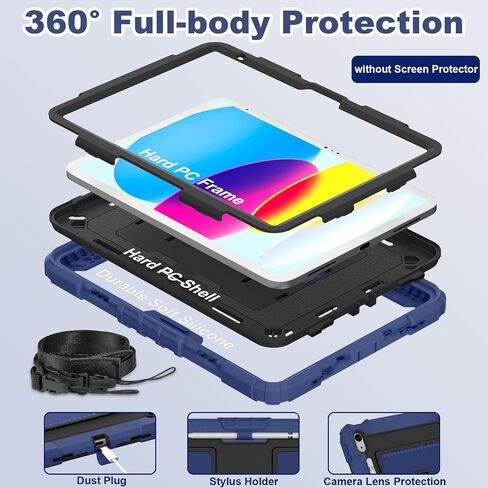 Wesorol Case for iPad A16 11th 11 بوصة (2025) iPad 10th Generation 10.9 بوصة (2022) ، الأطفال I Pad A16 Case Grady Grading Cases مع حزام كتف حامل القلم الرصاص ، الأخضر البحري in Kuwait