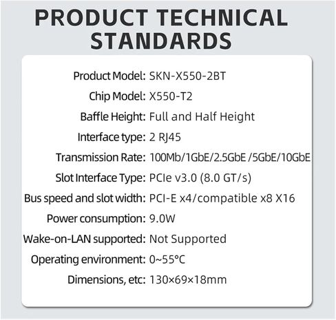 10G Dual-RJ45 بطاقة شبكة الشبكة X550-T2 V3.0 PCI-EX4 / متوافق X8 X16 in Kuwait