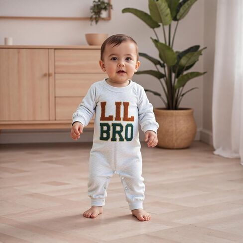 Allshope ملابس خريفية للأطفال حديثي الولادة رومبير Lil Bro مطرزة بأكمام طويلة بدلة قطعة واحدة ملابس شتوية للرضع in Kuwait