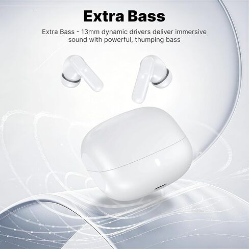 Wireless Earbuds Bluetooth 5.3 Headphones, Lightweight in-Ear Design with Deep Bass, 48HPlaytime, Touch Control, IPX5 Waterproof Earphones for Sports Workout (White) in Saudi Arabia