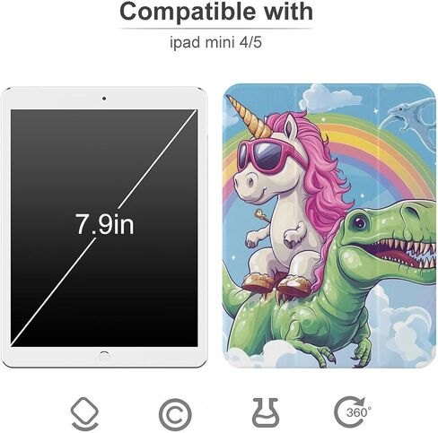 يونيكورم على حالة قوس قزح الديناصورات مع حامل القلم رفيع الخفيف الوزن المتوافق مع iPad mini 4/5/6 mini4/5 （7.9in） in Kuwait