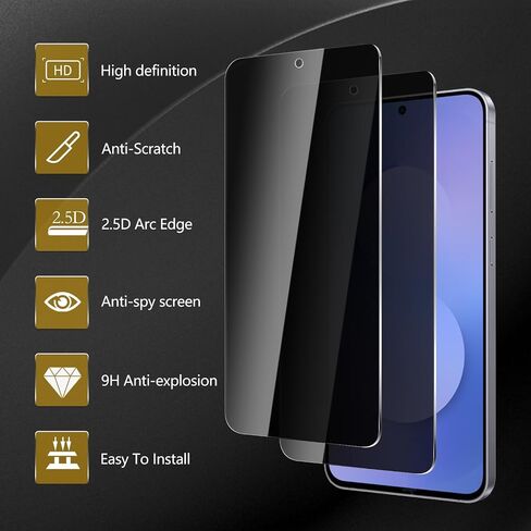 3 حزمة شاشة خصوصية حزمة ل Samsung Galaxy S25 Fe ، ومكافحة الزجاج المضاد للتجسس 9H صلابة ، واقي أسود مضاد للتجس in Saudi Arabia