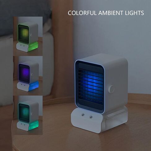 ZJchao USB Air Conditioner Fan Desktop Air Cooler with Nano RGB Lights 3 Speeds Quiet Humidifier for Home Office in Saudi Arabia