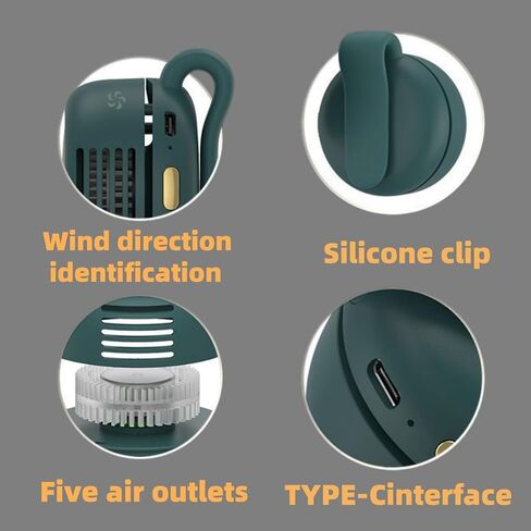 Portable Bladeless Fan with 3 Speed Settings, Outdoor Office Travel USB Rechargeable, Quiet Operation(Green) in Saudi Arabia