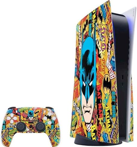 Skinit Decal Gaming Skin Compatible with PS5 Bundle - Officially Licensed DC Comics Batman Characters Action Poses Print Design in Saudi Arabia