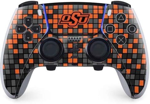Skinit Decal Gaming Skin Compatible with PS5 DualSense Edge Pro Controller - Officially Licensed Oklahoma State University Chevron Print Design in Kuwait
