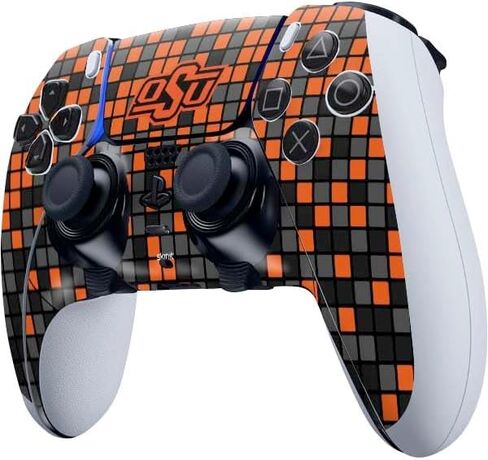Skinit Decal Gaming Skin Compatible with PS5 DualSense Edge Pro Controller - Officially Licensed Oklahoma State University Chevron Print Design in Kuwait