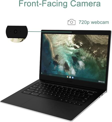 Samsung Galaxy Chromebook Go Laptop (14 "LED ، Intel Celeron N4500 ، 256GB Storage (128GB EMMC+128GB SD CARD)) للمنزل والطالب ، بطارية طولها 12 ساعة ، مقاومة للانسكاب ، كاميرا ويب ، WI-FI 6 ، Chrome OS ، Silver ، Silver in Kuwait