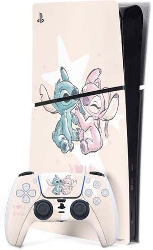 ألعاب Skinit Scenit Gaming Skin متوافقة مع حزمة PS5 Slim Digital Edition - Disney Lilo مرخص رسميًا وتصميم نمط تعبير وجه Stitch in Saudi Arabia
