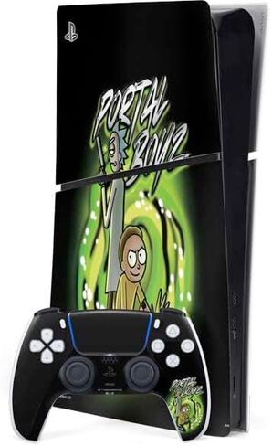 ألعاب Skinit Scenit Gaming متوفرة مع حزمة PS5 Slim Digital Edition - تصميم البالغين المرخصين رسميًا ريك ومخللة Morty Pickle Rick Design in Saudi Arabia