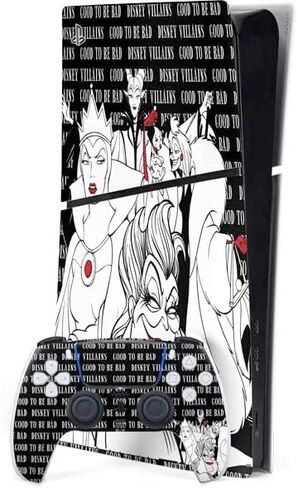 Skinit Decal Gaming Skin Compatible with PS5 Slim Digital Edition Bundle - Officially Licensed Disney Villains Ursula Ariel and Flounder Design in Saudi Arabia