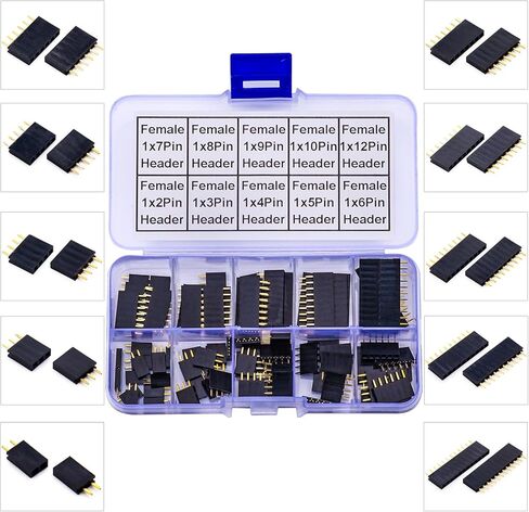 طقم رأس دبوس 2.54 مم ، 2-12p ، 80pcs ، أسود ، بلاستيكي ، جبل ثنائي الفينيل متعدد الكلور ، مكون الإضافات in Kuwait