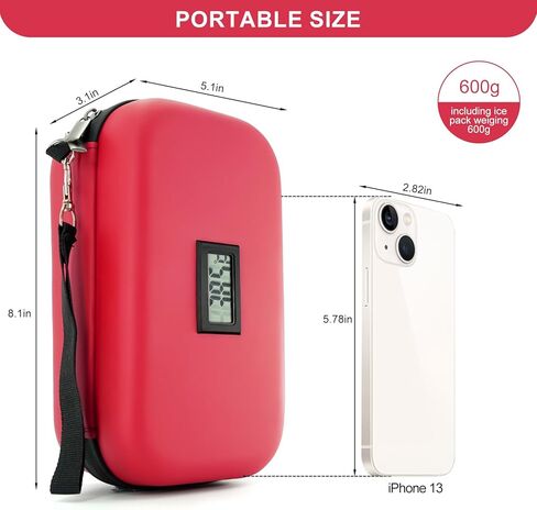 حافظة تبريد الانسولين 24 ساعة للسفر معتمدة من ادارة امن المواصلات الامريكية، مبرد ادوية لمرضى السكري للسفر مع ميزان حرارة وعرض درجة الحرارة، شنطة منظمة للادوية مع عبوتي ثلج من جوسيماي in Kuwait