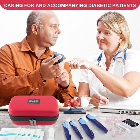 حافظة تبريد الانسولين 24 ساعة للسفر معتمدة من ادارة امن المواصلات الامريكية، مبرد ادوية لمرضى السكري للسفر مع ميزان حرارة وعرض درجة الحرارة، شنطة منظمة للادوية مع عبوتي ثلج من جوسيماي in Kuwait