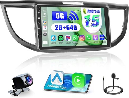 [4+64g] ستيريو راديو سيارة Android لـ Honda CRV 2012 2013 2014 2015 2016 راديو مع شاشة تعمل باللمس 9 بوصة ، كاميرا احتياطية Carplay/Android Auto/Mirror/DSP/Bluetooth+AHD. in Saudi Arabia