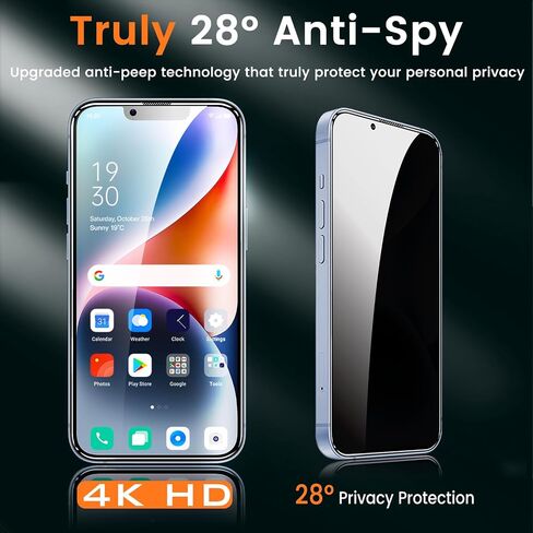 BNCHI 3 Pack for iPhone 13 Privacy Screen Protector + 3 Pack Camera Lens Protector, Shatterproof Premium Tempered Glass, Auto-Dust Removal, 28°Anti Spy, 9H Full Coverage Tempered Glass Film in Saudi Arabia