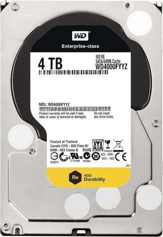 WD 4TB 3.5 بوصة SATA III ، 7200 دورة في الدقيقة ، 64 ميجا بايت محرك الأقراص الصلبة المؤسسة (WD4000FYYZ) (متجدد) in Saudi Arabia