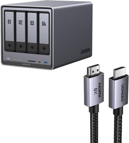 Ugreen Nasync DXP4800 Plus 4-Bay Desktop NAS سعة تخزين ضخمة تصل إلى 136 تيرابايت مع كابل HDMI 6.6 قدم معتمد in Saudi Arabia