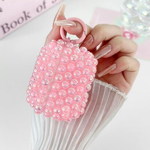 حالة اللؤلؤ اللطيف لـ AirPods 4 Case Girls Women ، Loft Glitter Beads Airpods Airpods 4th Generation Generation with Pener Pen & Keychian for Air Pod Gen 4 ، Pink in Kuwait