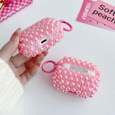 حالة اللؤلؤ اللطيف لـ AirPods 4 Case Girls Women ، Loft Glitter Beads Airpods Airpods 4th Generation Generation with Pener Pen & Keychian for Air Pod Gen 4 ، Pink in Kuwait