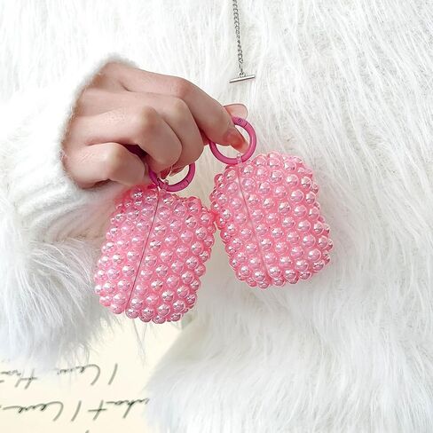 حالة اللؤلؤ اللطيف لـ AirPods 4 Case Girls Women ، Loft Glitter Beads Airpods Airpods 4th Generation Generation with Pener Pen & Keychian for Air Pod Gen 4 ، Pink in Kuwait