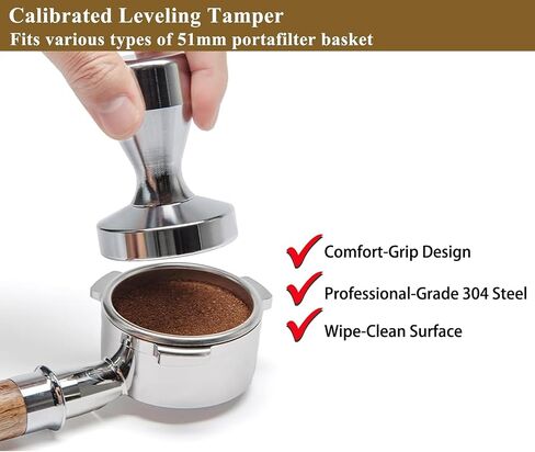 espresso accessories kit 51mm mareper: espresso therper kit with 51mm taver coffee thare ، puck screen ، joose faull ، wdt tool ، therper mat | طقم الإسبريسو يناسب آلات القهوة الإسبريسو من مسلحات portafilters 51mm in Saudi Arabia