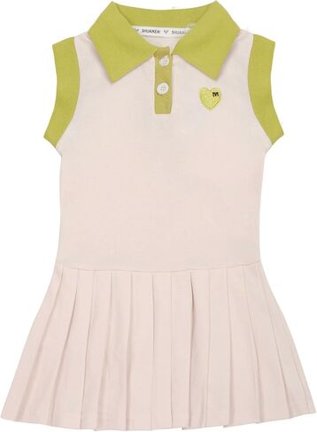 Toddler Girls Dresses Summer Polo Dress Cherry Embroidered A-Line | Short Sleeve Pleated Tennis Playwear Sundress for 1-6T, Summer Casual Sporty Outfit, School Uniform in Kuwait
