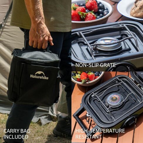 Naturehike 2 Burner Portable Camping Stove with Grill, Folding Propane Butane Gas Camp Stove with16000 BTU Adjustable Burners, Ignition System and Carrying Handle in Saudi Arabia