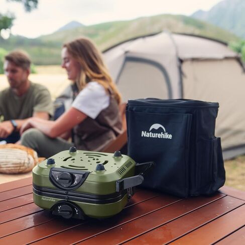 Naturehike 2 Burner Portable Camping Stove with Grill, Folding Propane Butane Gas Camp Stove with16000 BTU Adjustable Burners, Ignition System and Carrying Handle in Saudi Arabia